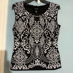 White House Black Market Black and White Patterned Top
